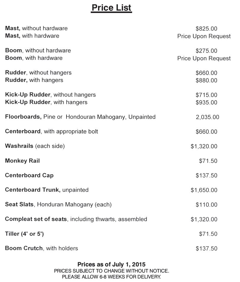 Boat Parts Prices